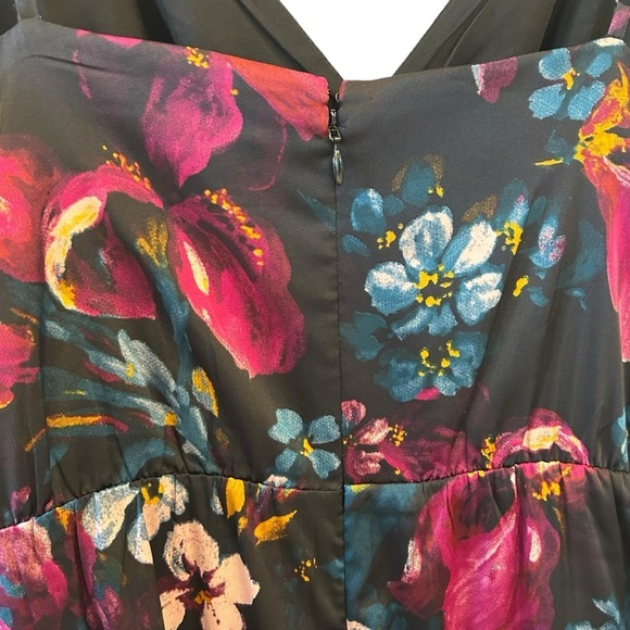 Express Fall Floral High Low Silk Satin Sexy Silhouette Dress Size Medium - Picture 6 of 12